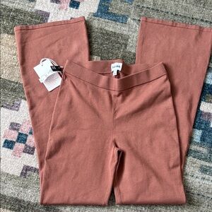 Aritzia Posie Dusty Rose Knit Wide-Leg Pants
